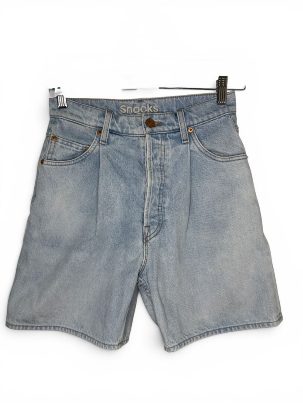 MOTHER "The Pleated Fun Dip Short" Denim Shorts – 23 (fits to 26)- MSRP $342